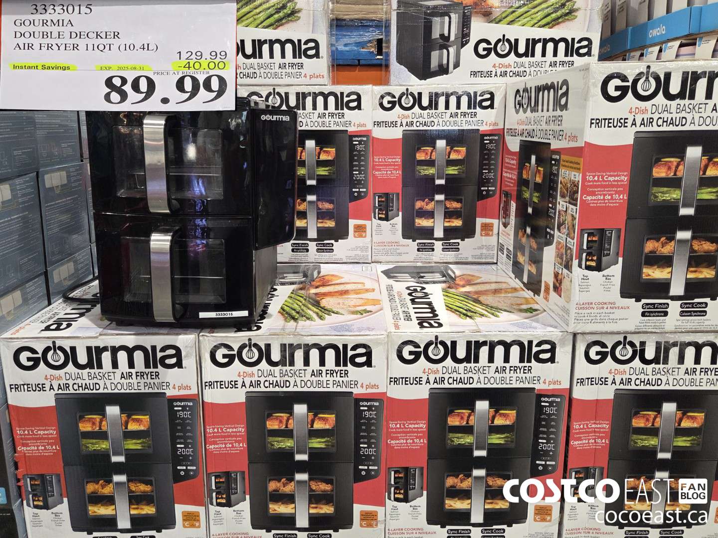 3333015 GOURMIA DOUBLE DECKER AIR FRYER 11QT (10.4L) ($40.00 INSTANT SAVINGS EXPIRES ON 2025-08-31) $89.99