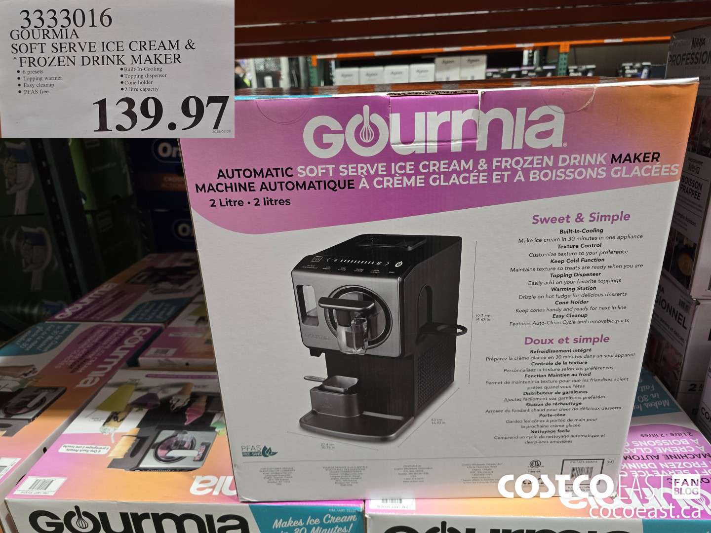 3333016 GOURMIA SOFT SERVE ICE CREAM & “FROZEN DRINK MAKER $139.97