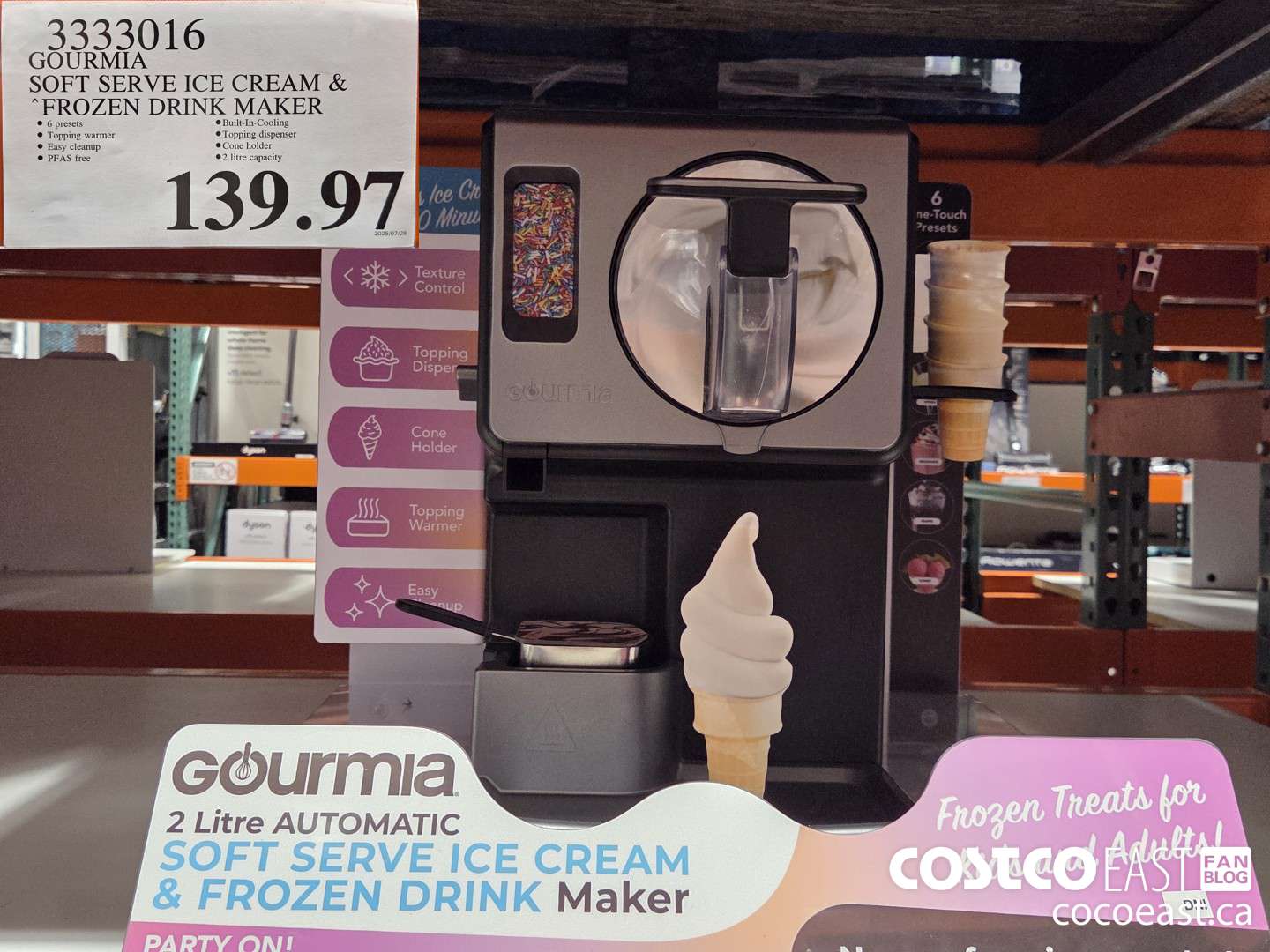 3333016 GOURMIA SOFT SERVE ICE CREAM & “FROZEN DRINK MAKER $139.97
