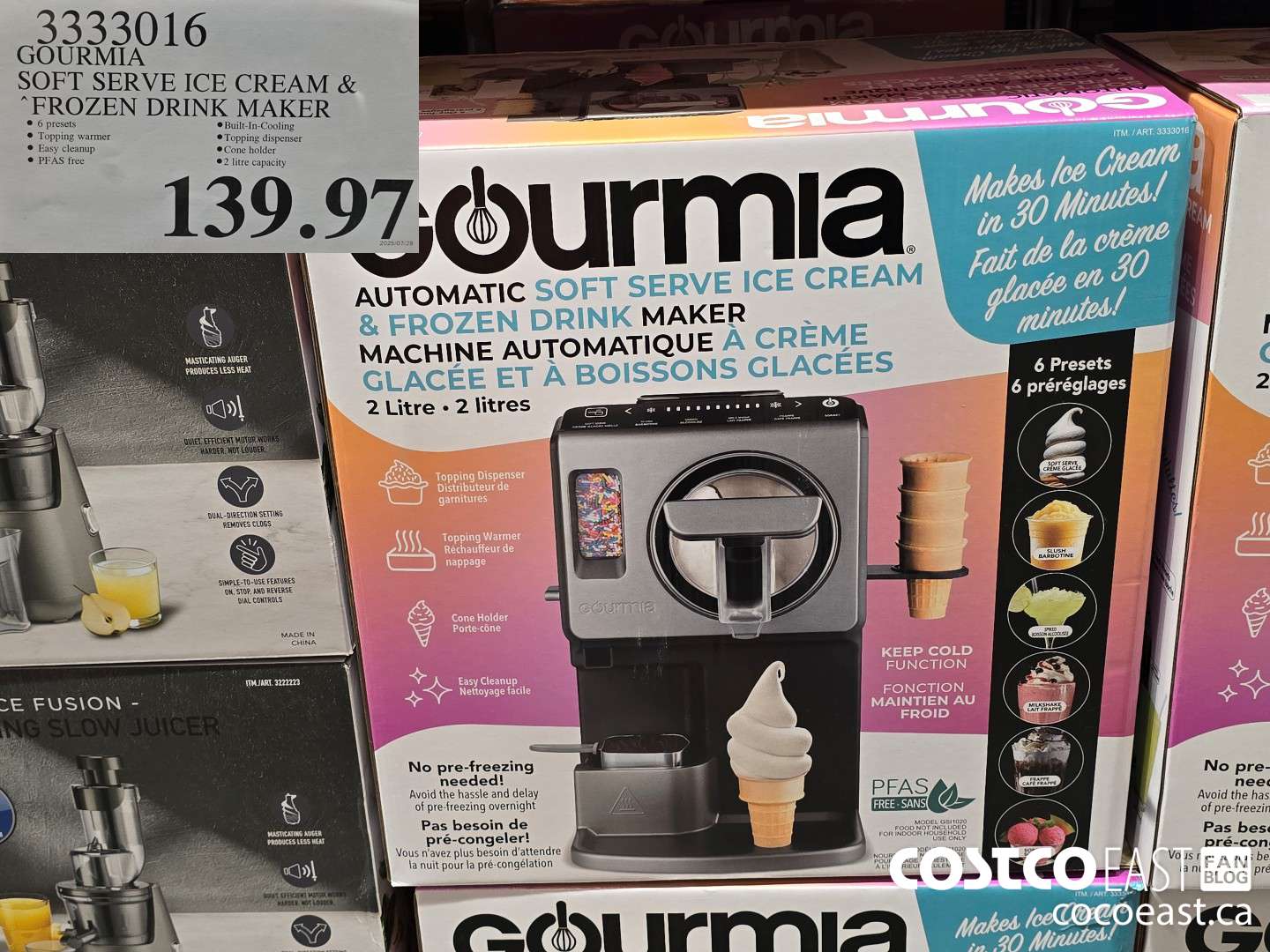3333016 GOURMIA SOFT SERVE ICE CREAM & “FROZEN DRINK MAKER $139.97