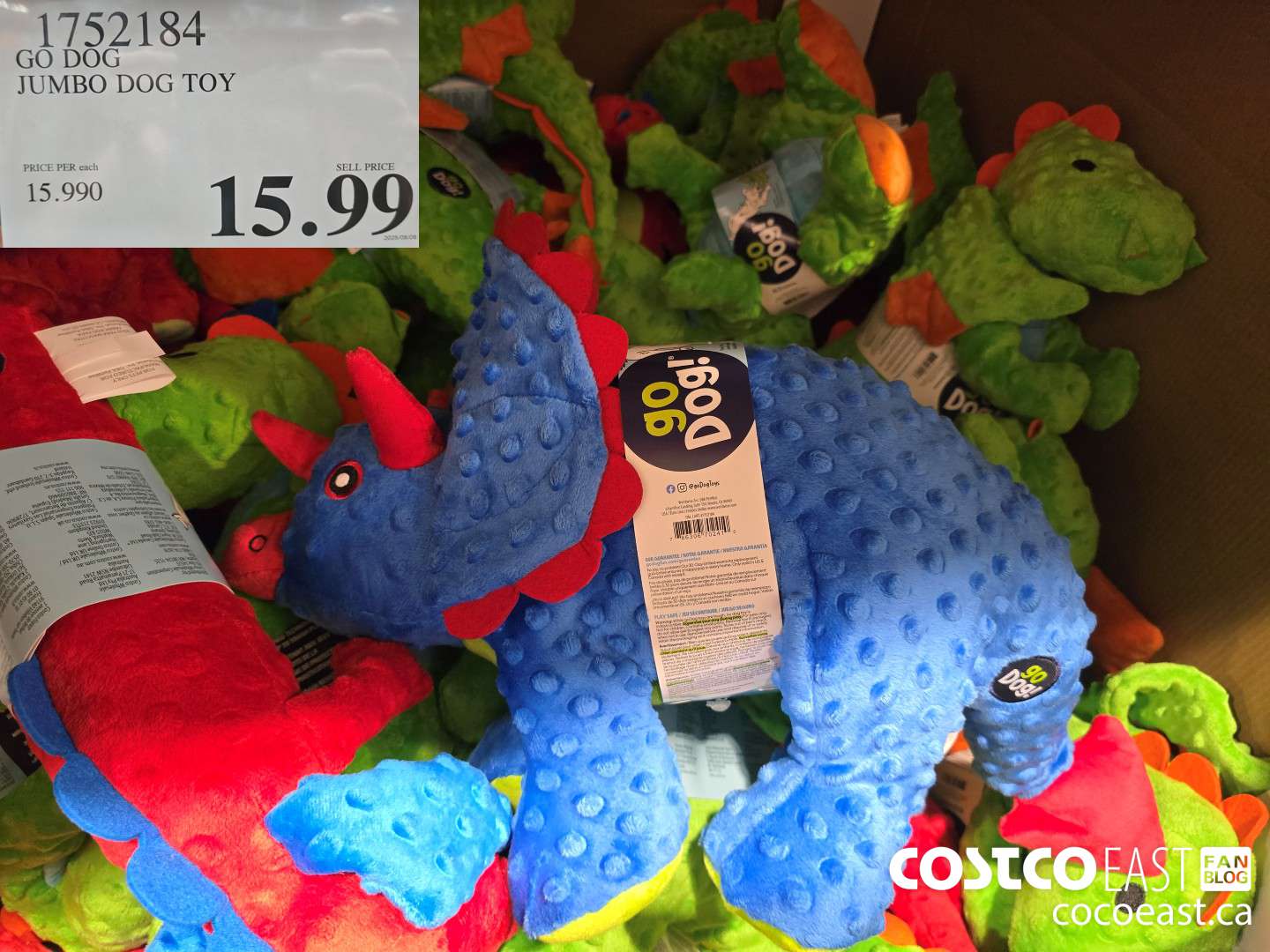 1752184 GO DOG JUMBO DOG TOY $15.99