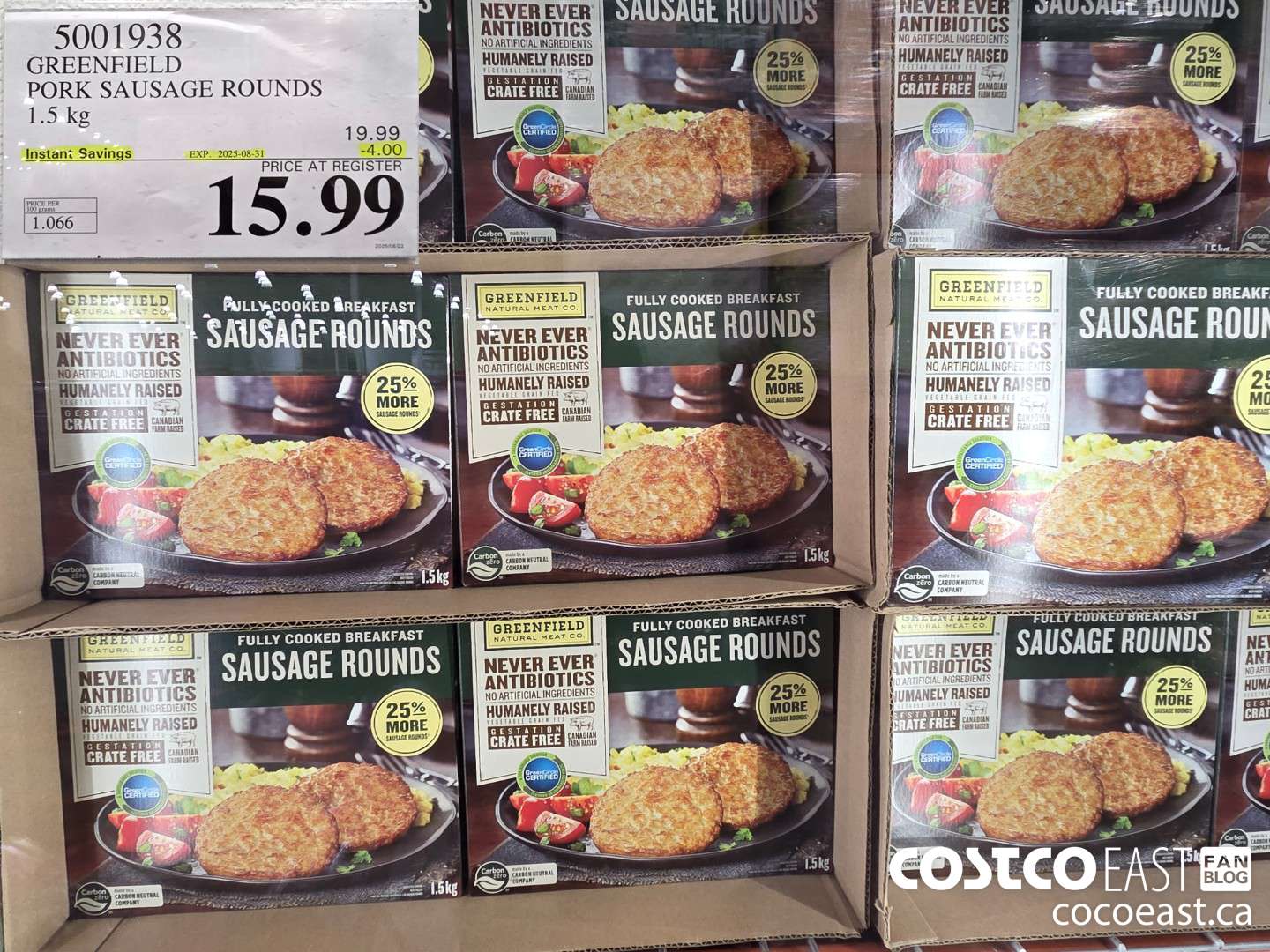 5001938 GREENFIELD PORK SAUSAGE ROUNDS 1.5 KG ($4.00 INSTANT SAVINGS EXPIRES ON 2025-08-31) $15.99