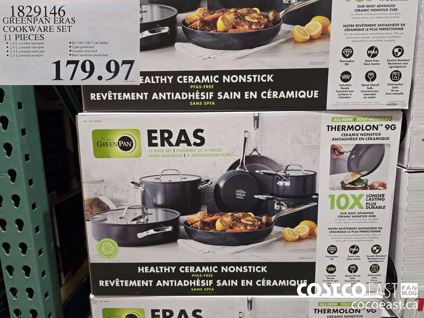 1829146 GREENPAN ERAS COOKWARE SET 11 PIECES $179.97