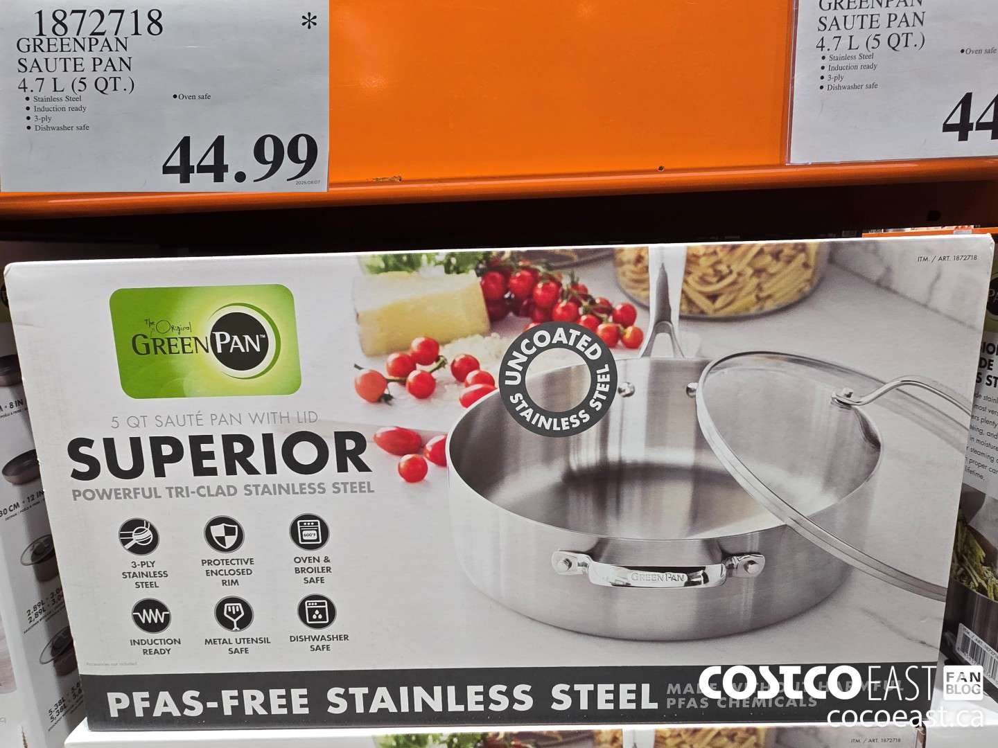 1872718 GREENPAN SAUTE PAN 4.7L (5 QT) $44.99