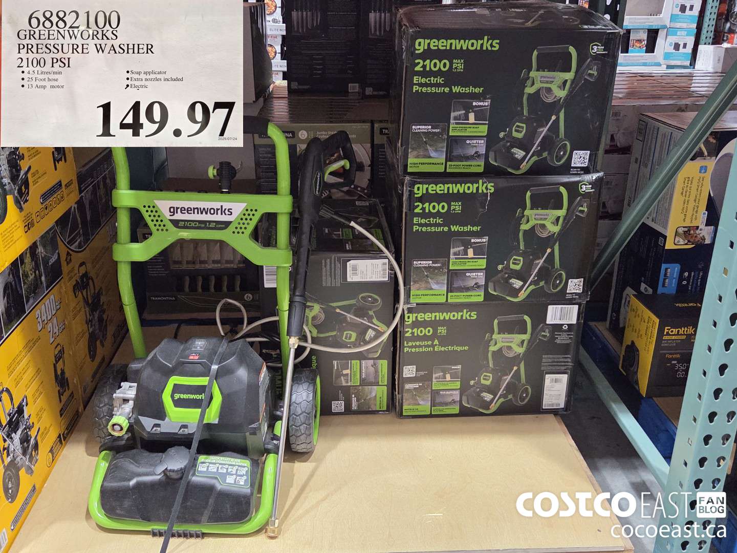 6882100 GREENWORKS PRESSURE WASHER 2100 PST $149.97