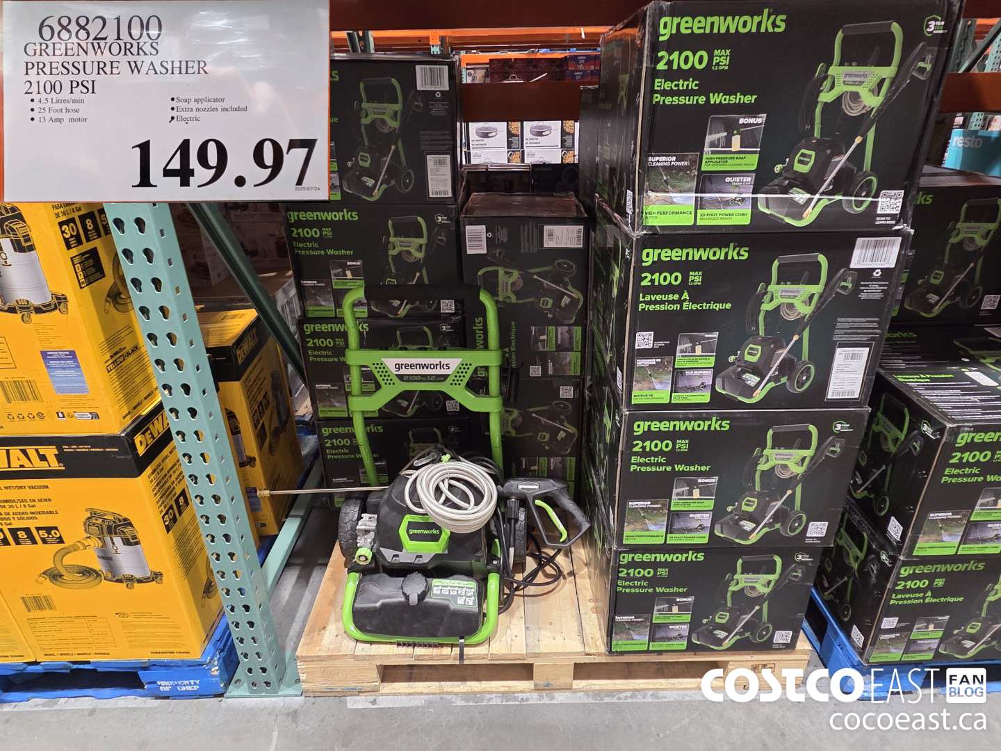 6882100 GREENWORKS PRESSURE WASHER 2100 PST $149.97