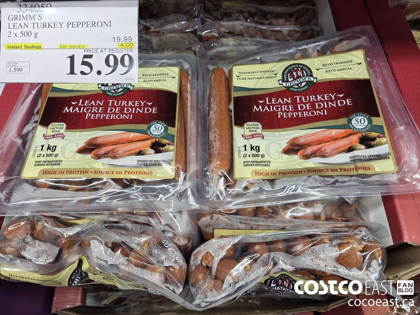 334050 GRIMM'S LEAN TURKEY PEPPERONI 2 X 500 G ($4.00 INSTANT SAVINGS EXPIRES ON 2025-08-31) $15.99