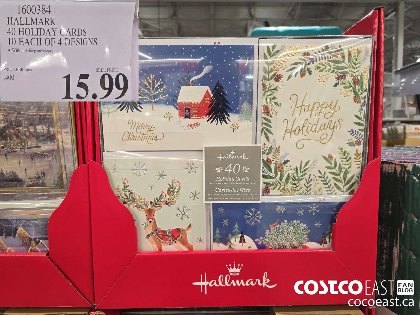 1600384 HALLMARK 40 HOLIDAY CARDS 10 EACH OF 4 DESIGNS $15.99