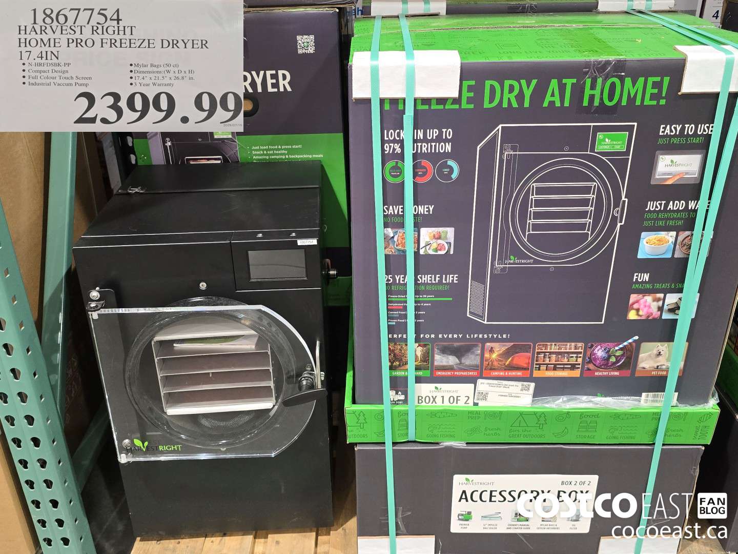 1867754 HARVEST RIGHT HOME PRO FREEZE DRYER 17.4 IN $2399.99