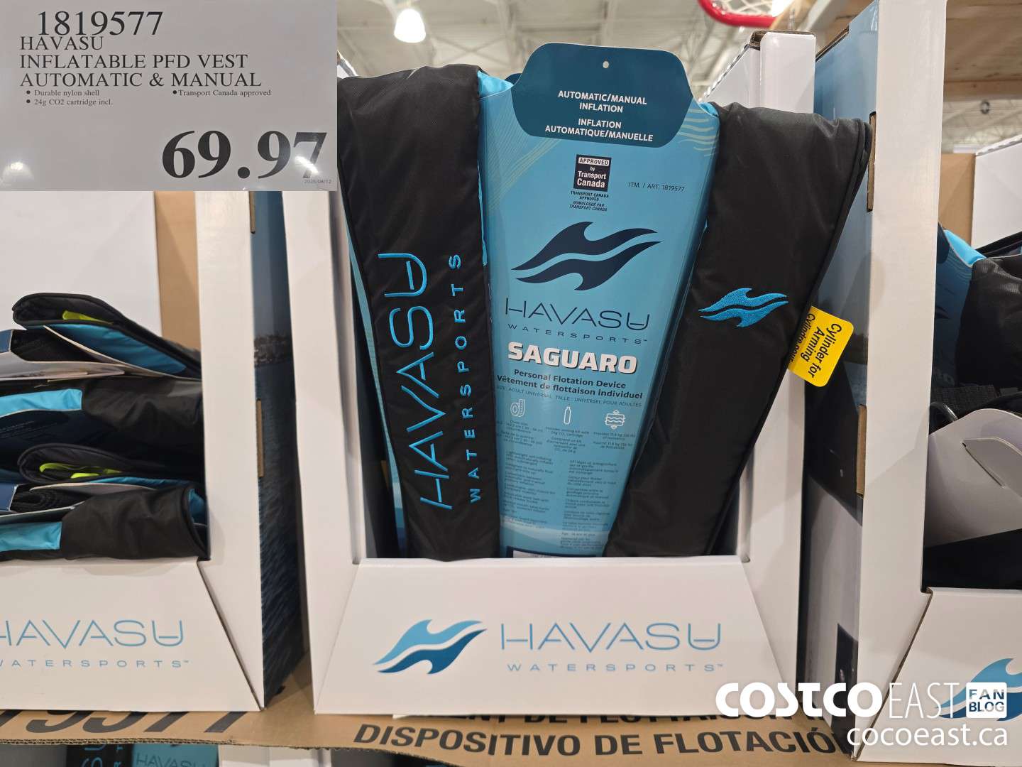 1819577 HAVASU INFLATABLE PFD VEST AUTOMATIC & MANUAL $69.97