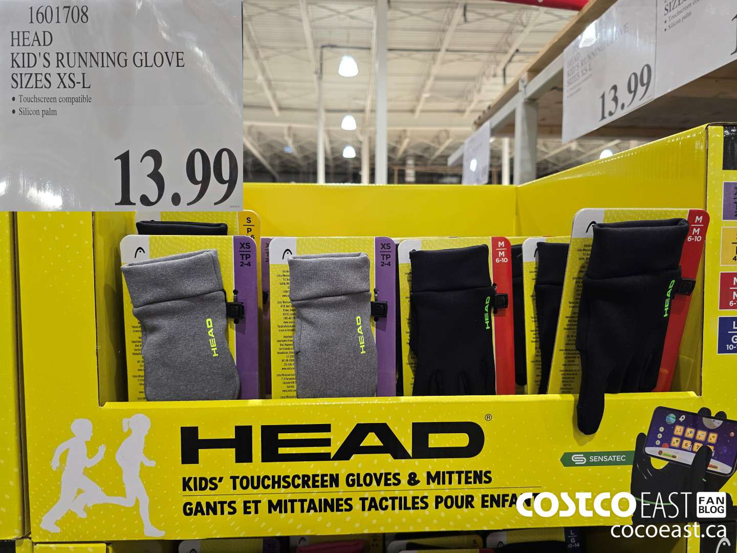 1601708 HEAD KID'S RUNNING GLOVE SIZES XS-L $13.99