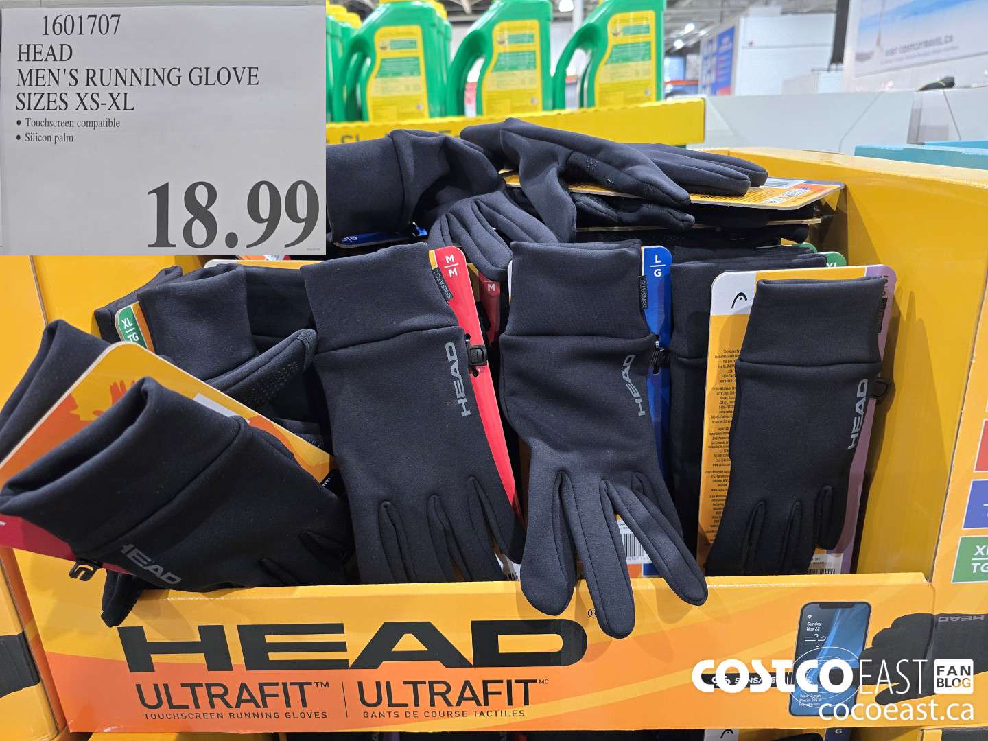 1601707 HEAD MEN'S RUNNING GLOVE SIZES XS-XL $18.99