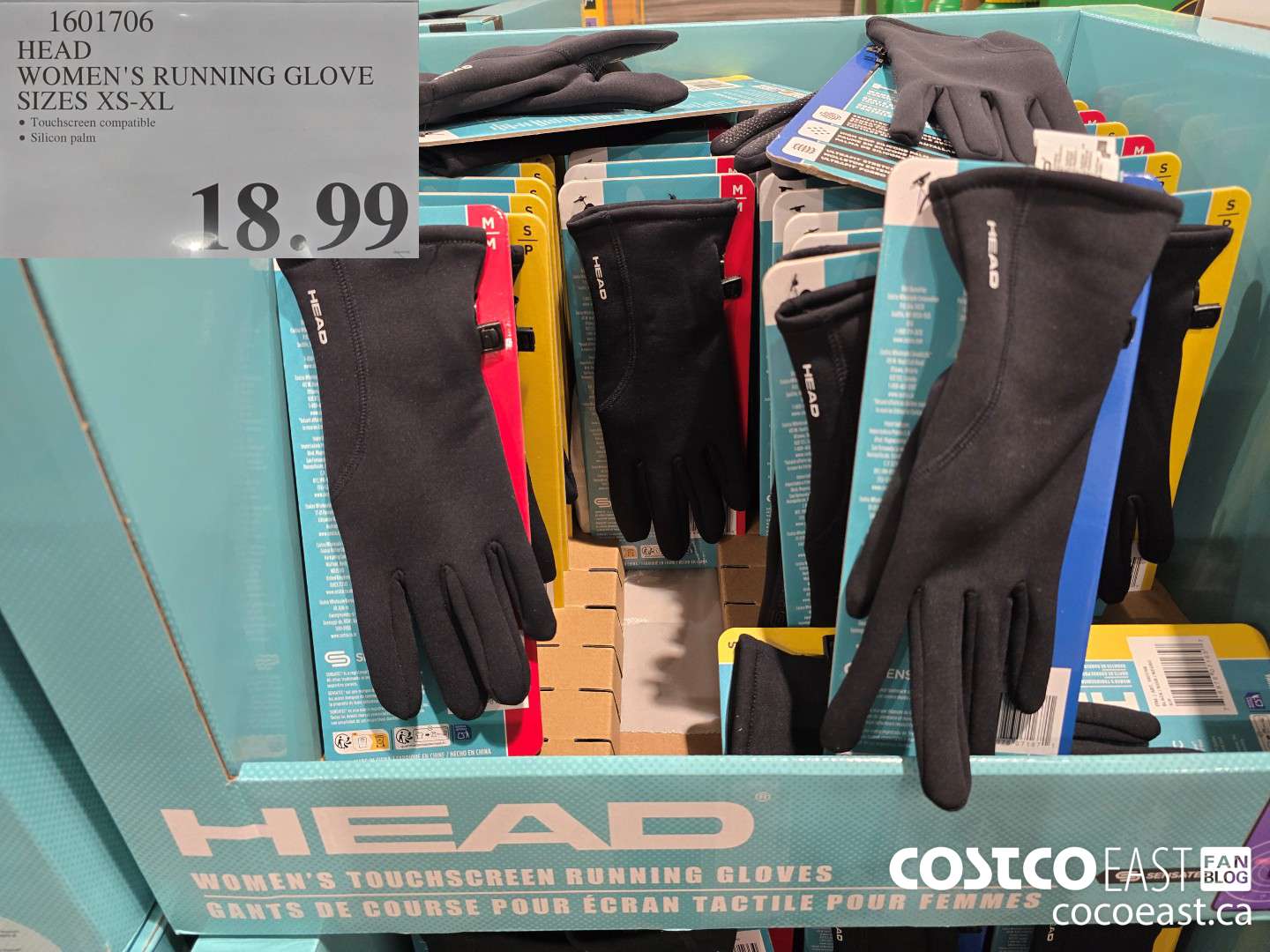 1601706 HEAD WOMEN'S RUNNING GLOVE SIZES XS-XL $18.99