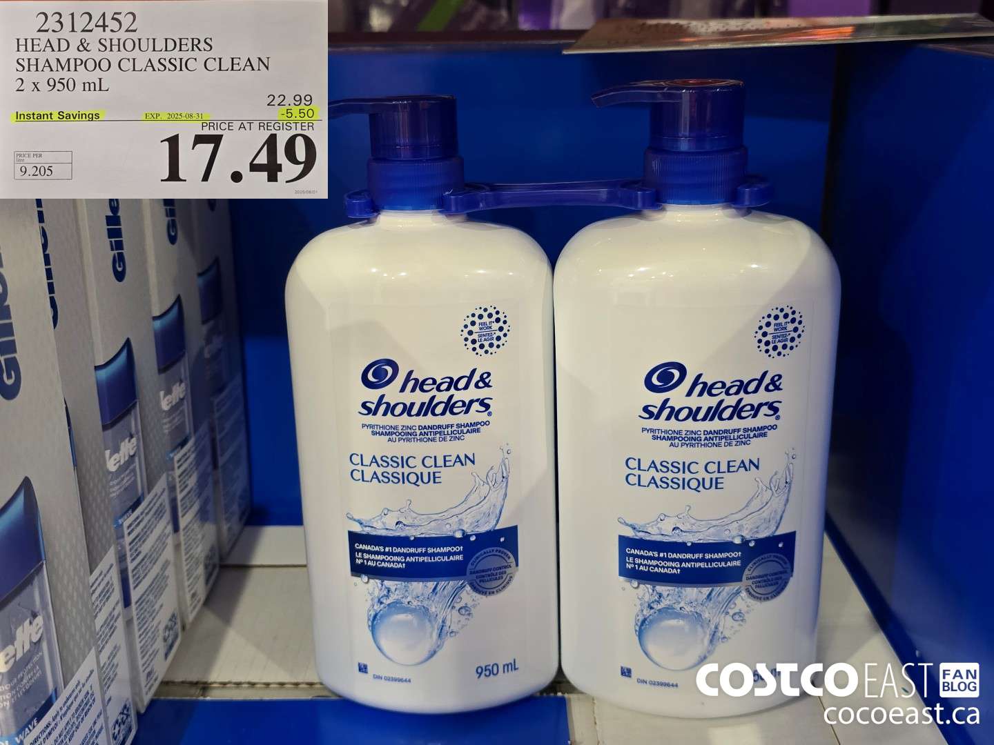 2312452 HEAD & SHOULDERS SHAMPOO CLASSIC CLEAN 2 X 950 ML ($5.50 INSTANT SAVINGS EXPIRES ON 2025-08-31) $17.49