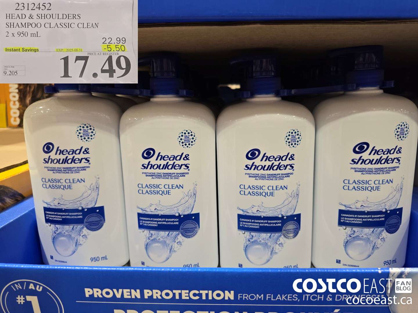 2312452 HEAD & SHOULDERS SHAMPOO CLASSIC CLEAN 2 X 950 ML ($5.50 INSTANT SAVINGS EXPIRES ON 2025-08-31) $17.49