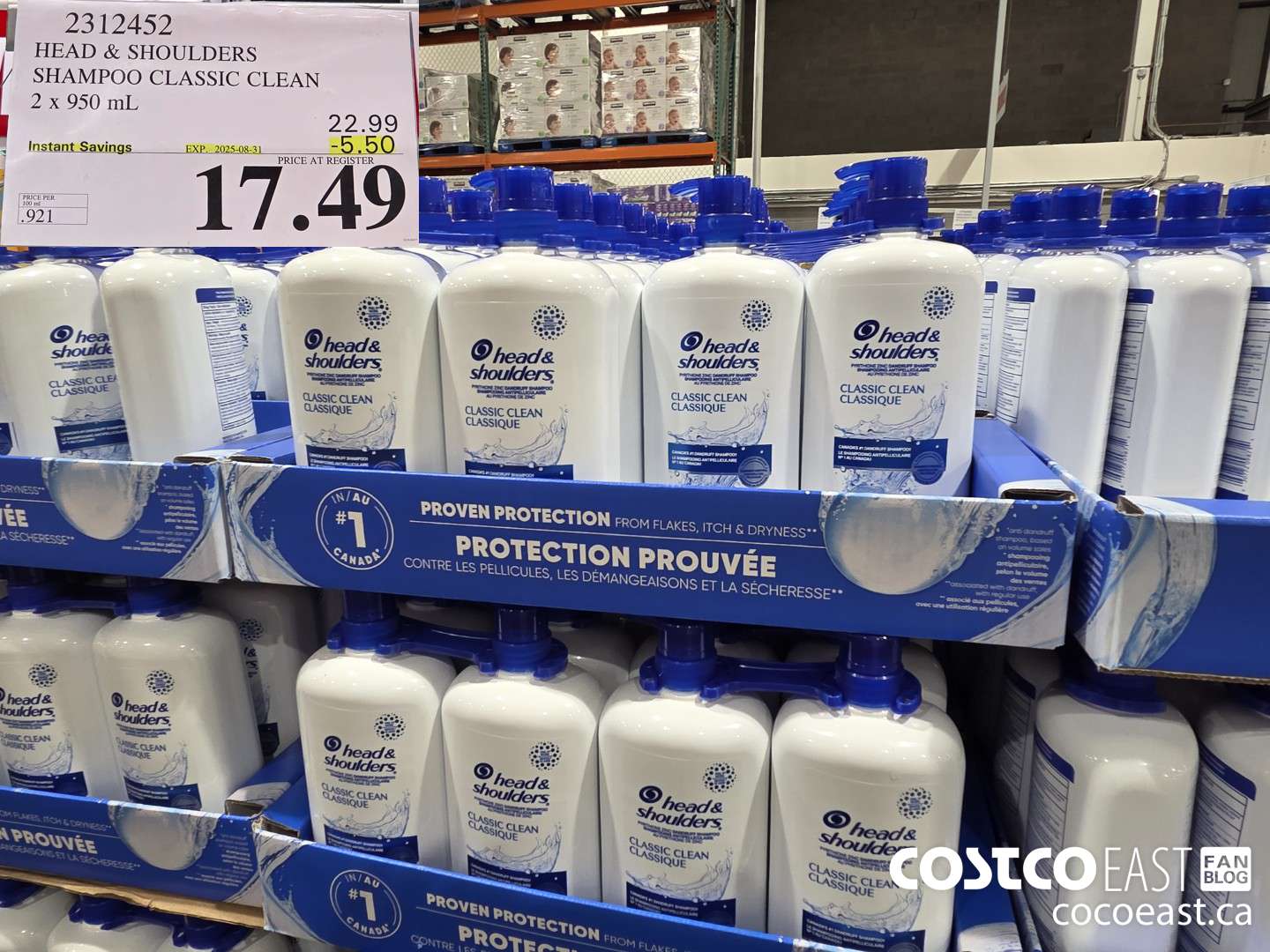 2312452 HEAD & SHOULDERS SHAMPOO CLASSIC CLEAN 2 X 950 ML ($5.50 INSTANT SAVINGS EXPIRES ON 2025-08-31) $17.49