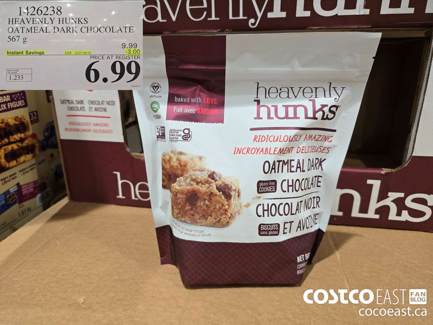 1426238 HEAVENLY HUNKS OATMEAL DARK CHOCOLATE 567 g ($3.00 INSTANT SAVINGS EXPIRES ON 2025-08-03) $6.99