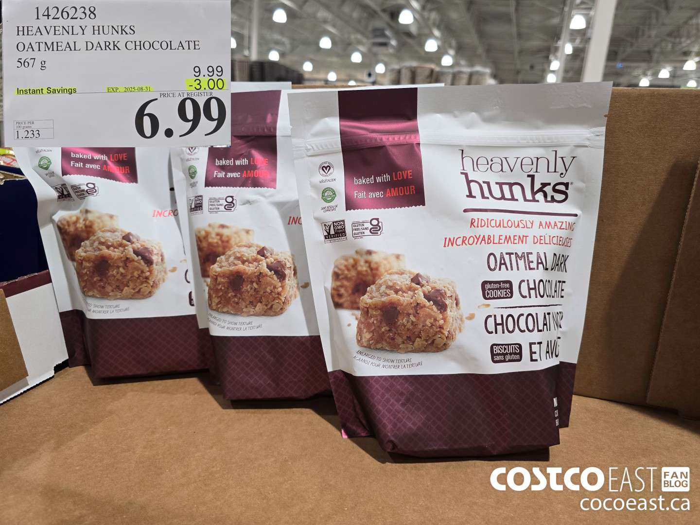 1426238 HEAVENLY HUNKS OATMEAL DARK CHOCOLATE 567 g ($3.00 INSTANT SAVINGS EXPIRES ON 2025-08-31) $6.99