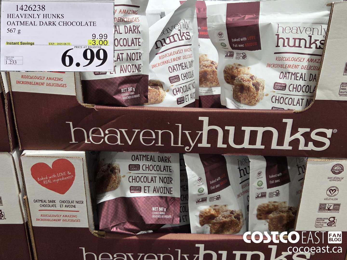 1426238 HEAVENLY HUNKS OATMEAL DARK CHOCOLATE 567 g ($3.00 INSTANT SAVINGS EXPIRES ON 2025-08-31) $6.99