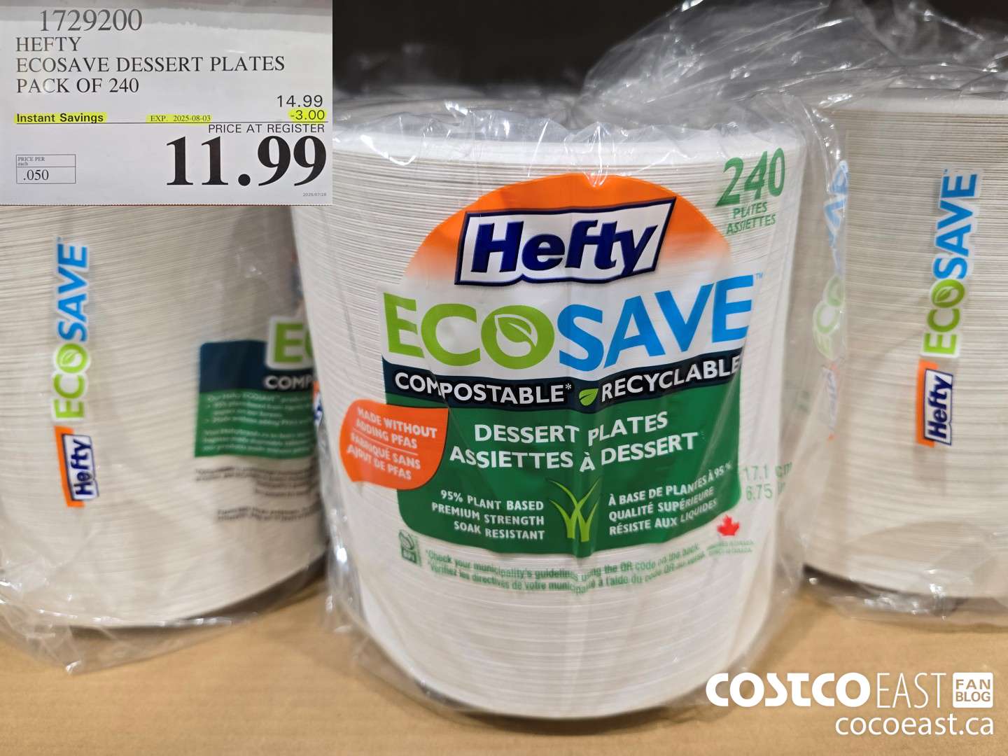 1729200 HEFTY ECOSAVE DESSERT PLATES PACK OF 240 ($3.00 INSTANT SAVINGS EXPIRES ON 2025-08-03) $11.99