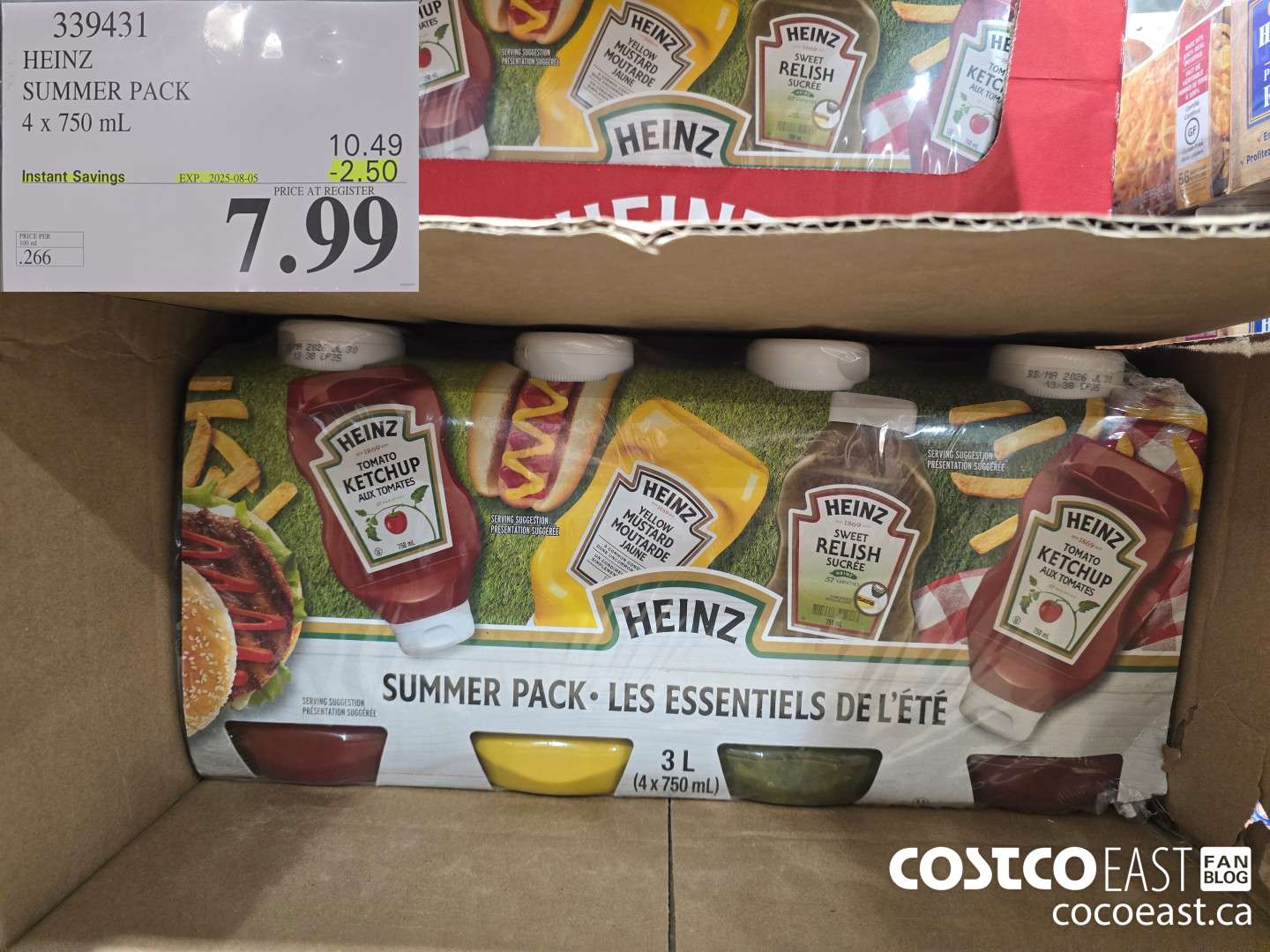 339431 HEINZ SUMMER PACK 4 x 750 mL ($2.50 INSTANT SAVINGS EXPIRES ON 2025-08-05) $7.99