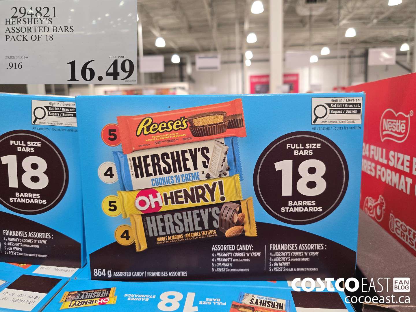 294821 HERSHEY'S ASSORTED BARS PACK OF 18 $16.49