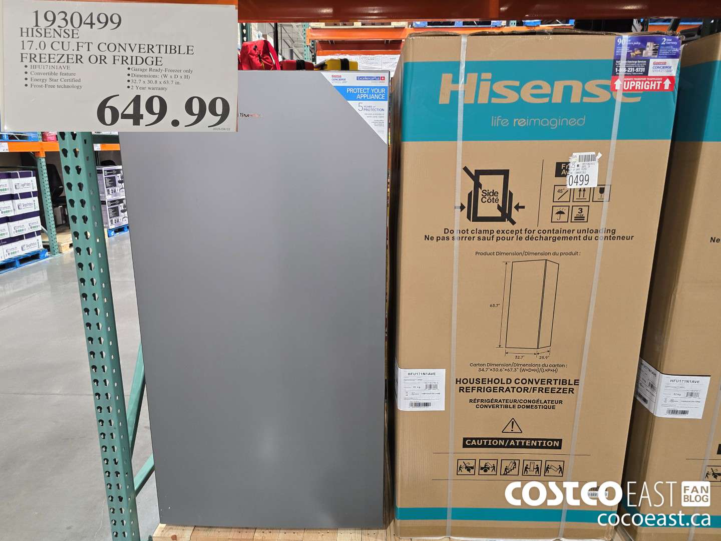 1930499 HISENSE 17.0 CU.FT CONVERTIBLE FREEZER OR FRIDGE $649.99