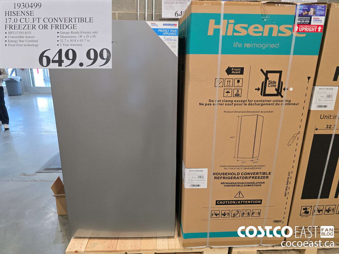 1930499 HISENSE 17.0 CU.FT CONVERTIBLE FREEZER OR FRIDGE $649.99
