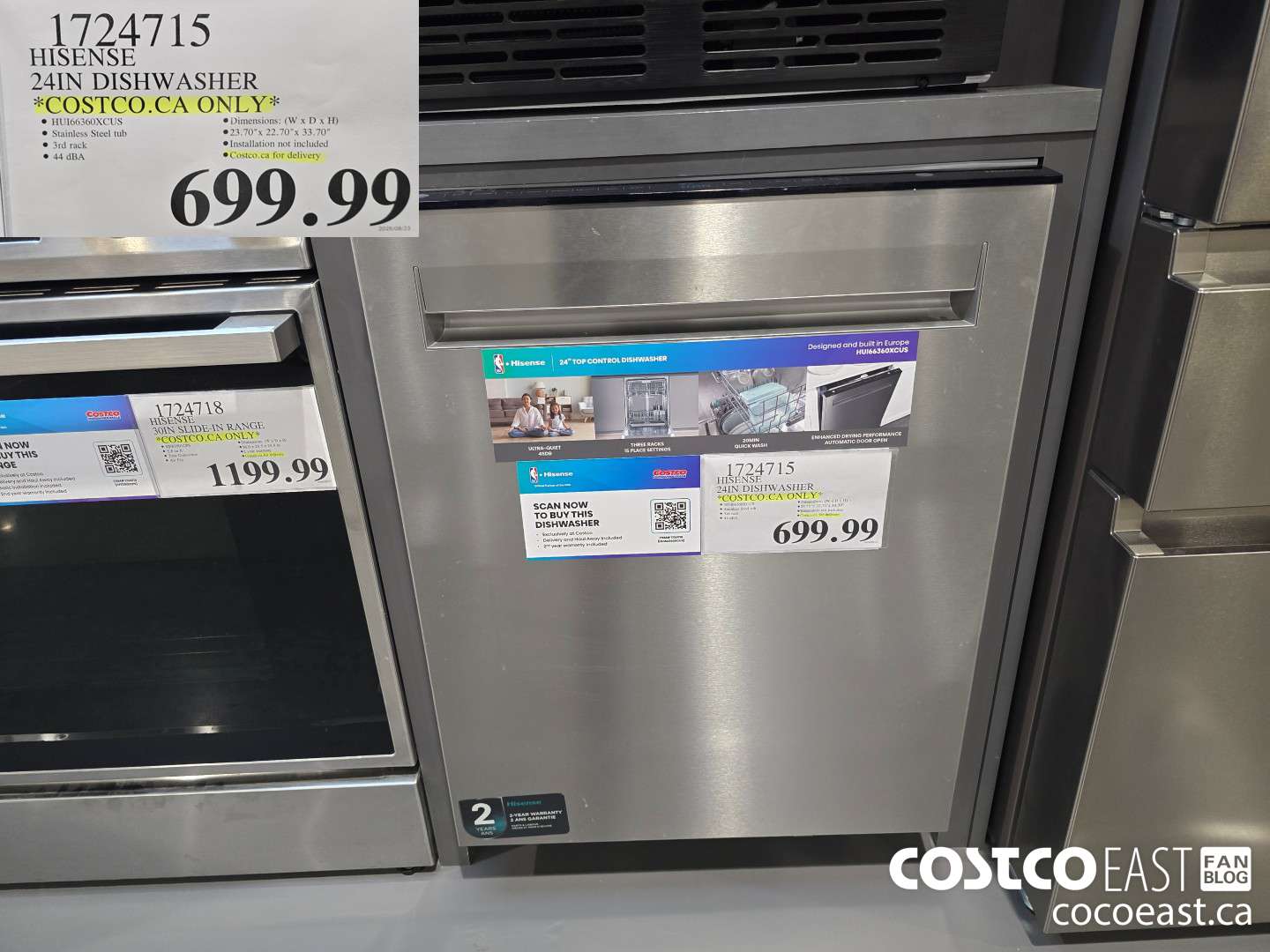 1724715 HISENSE 24 IN DISHWASHER COSTCO.CA ONLY $699.99