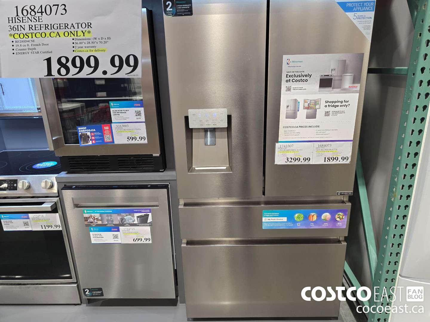 1684073 HISENSE 36IN REFRIGERATOR *COSTCO.CA ONLY* $1899.99