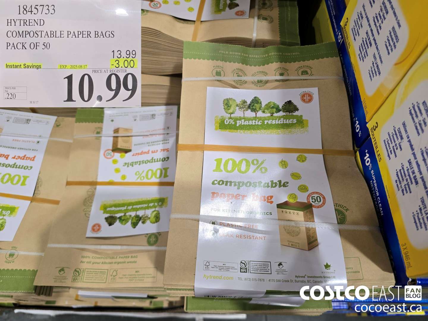 1845733 HYTREND COMPOSTABLE PAPER BAGS PACK OF 50 ($3.00 INSTANT SAVINGS EXPIRES ON 2025-08-17) $10.99
