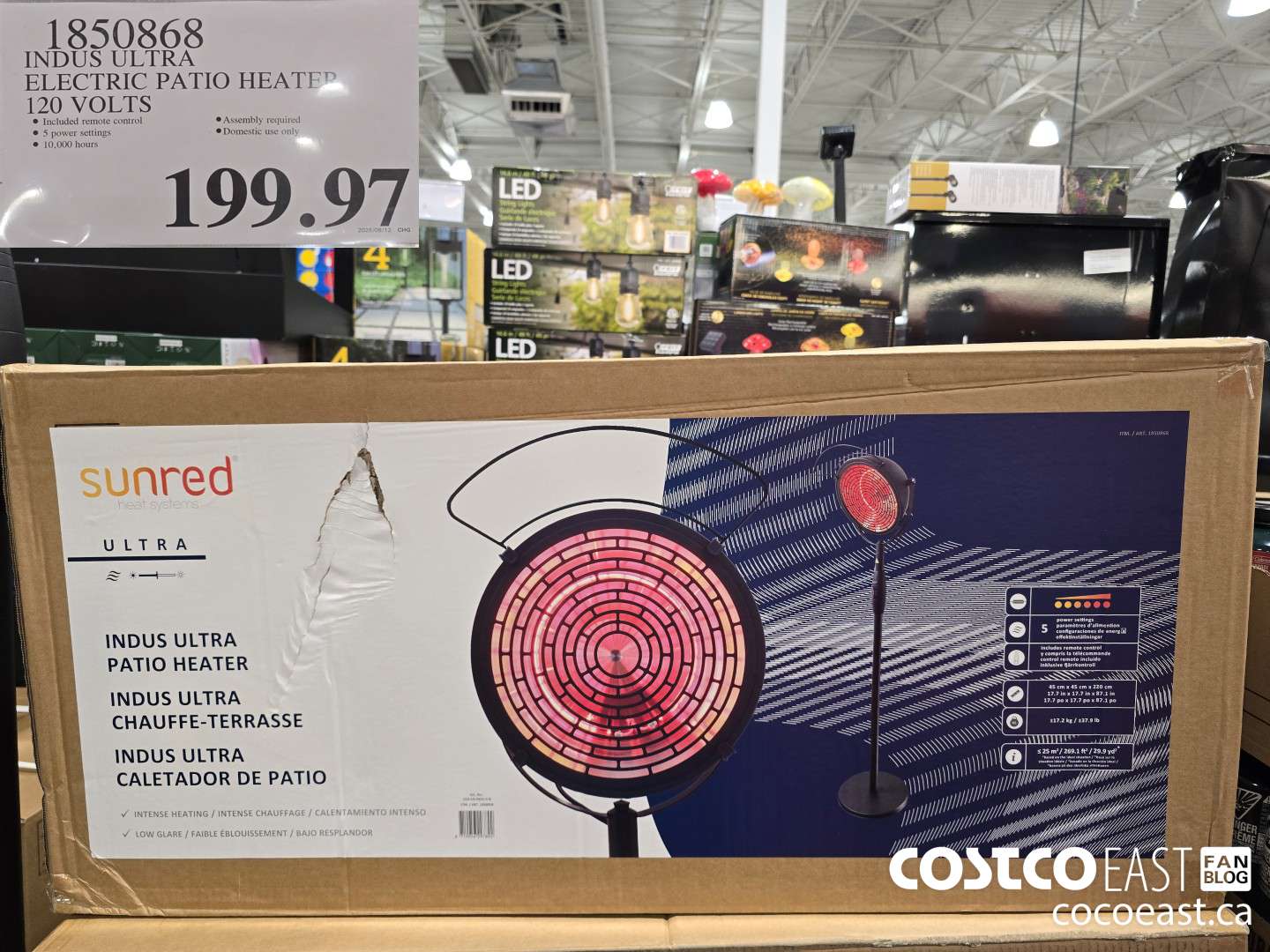 1850868 INDUS ULTRA ELECTRIC PATIO HEATER 120 VOLTS $199.97