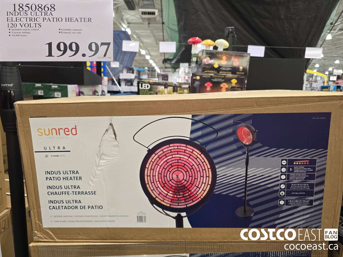 1850868 INDUS ULTRA ELECTRIC PATIO HEATER 120 VOLTS $199.97