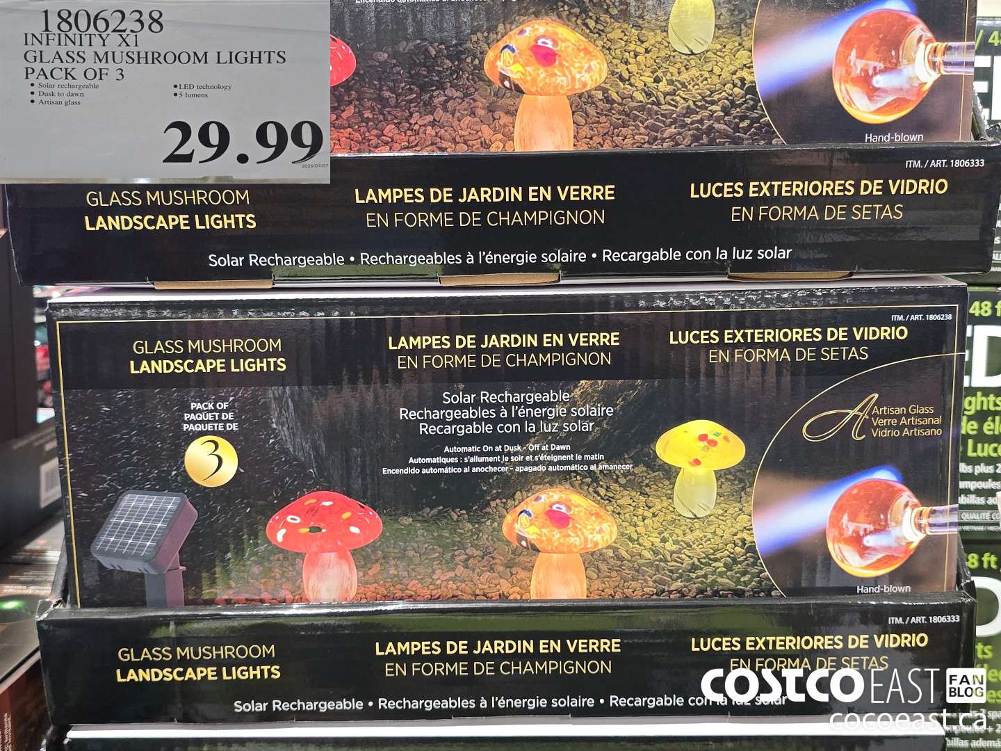 1806238 INFINTY X1 GLASS MUSHROOM LIGHTS PACK OF 3 $29.99