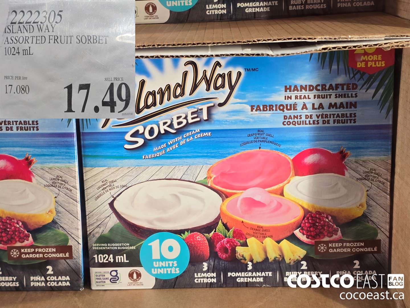 2222305 ISLAND WAY ASSORTED FRUIT SORBET 1024ml $17.49