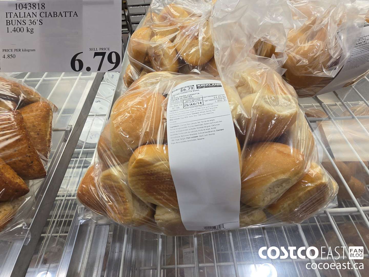 1043818 ITALIAN CIABATTA BUNS 36'S 1.400 kg $6.79