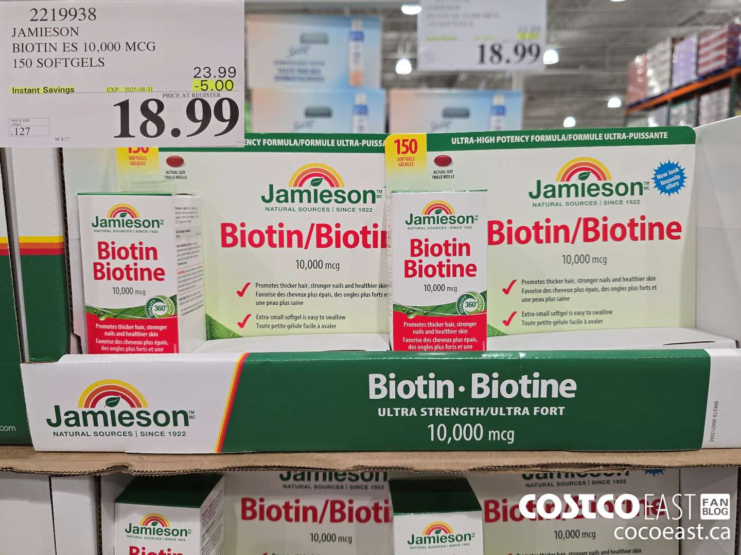 2219938 JAMIESON BIOTIN 10,000 MCG 150 SOFTGELS ($5.00 INSTANT SAVINGS EXPIRES ON 2025-08-31) $18.99