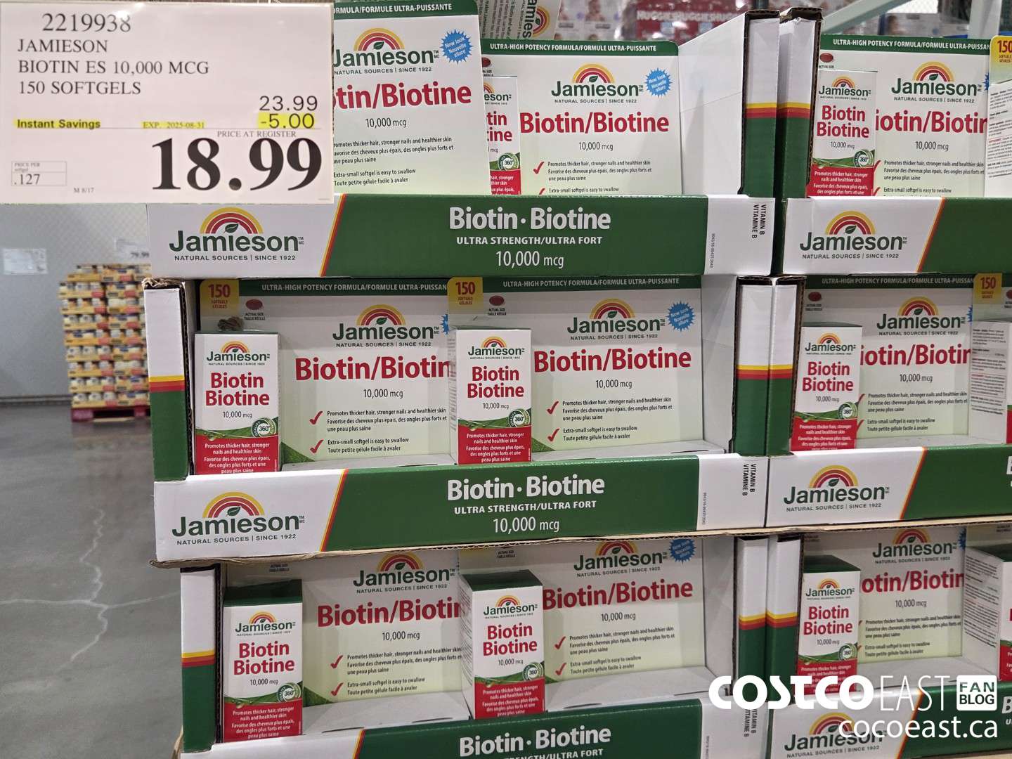 2219938 JAMIESON BIOTIN 10,000 MCG 150 SOFTGELS ($5.00 INSTANT SAVINGS EXPIRES ON 2025-08-31) $18.99