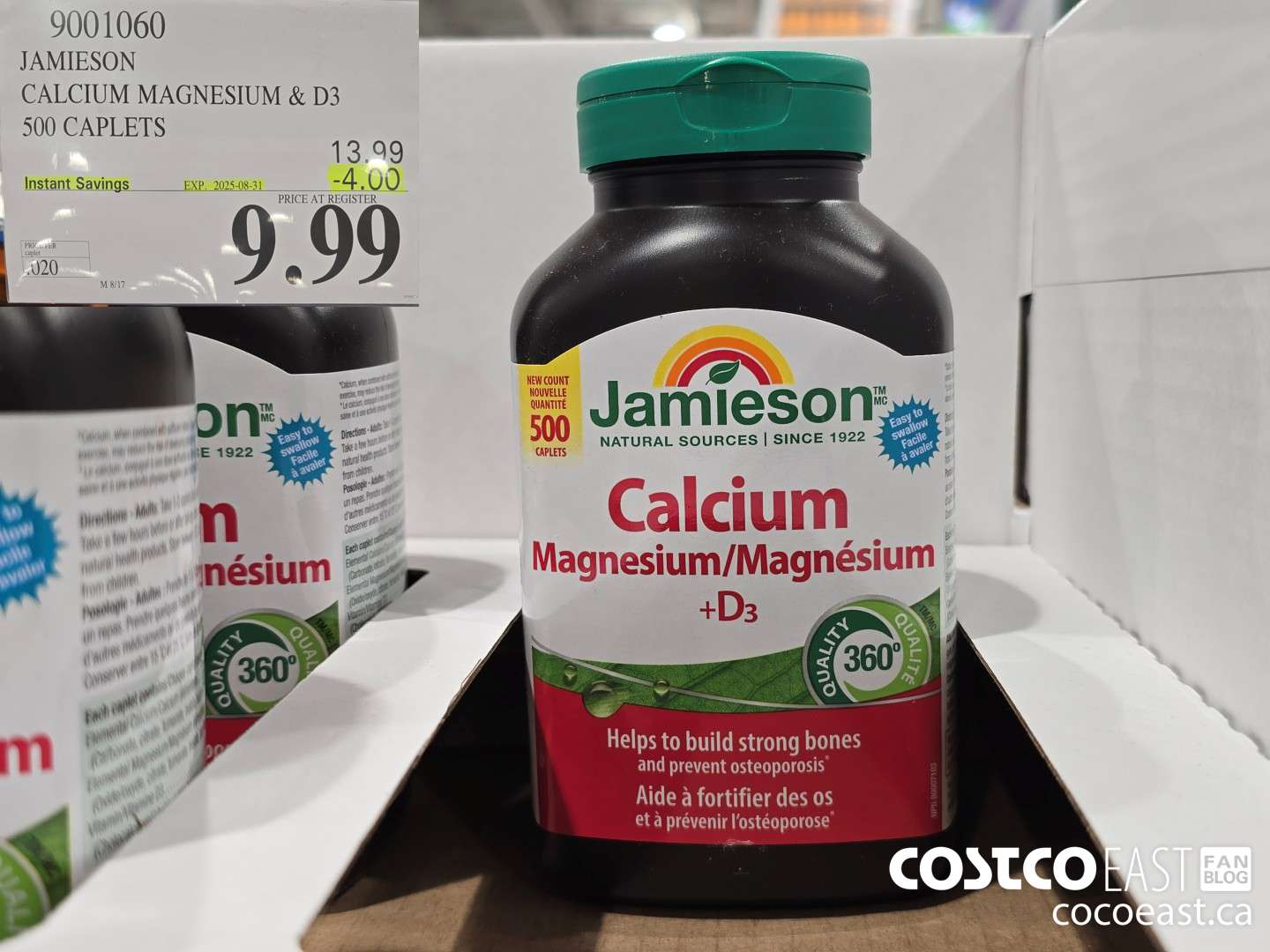 9001060 JAMIESON CALCIUM MAGNESIUM W/ D3 500 CAPLETS ($4.00 INSTANT SAVINGS EXPIRES ON 2025-08-31) $9.99