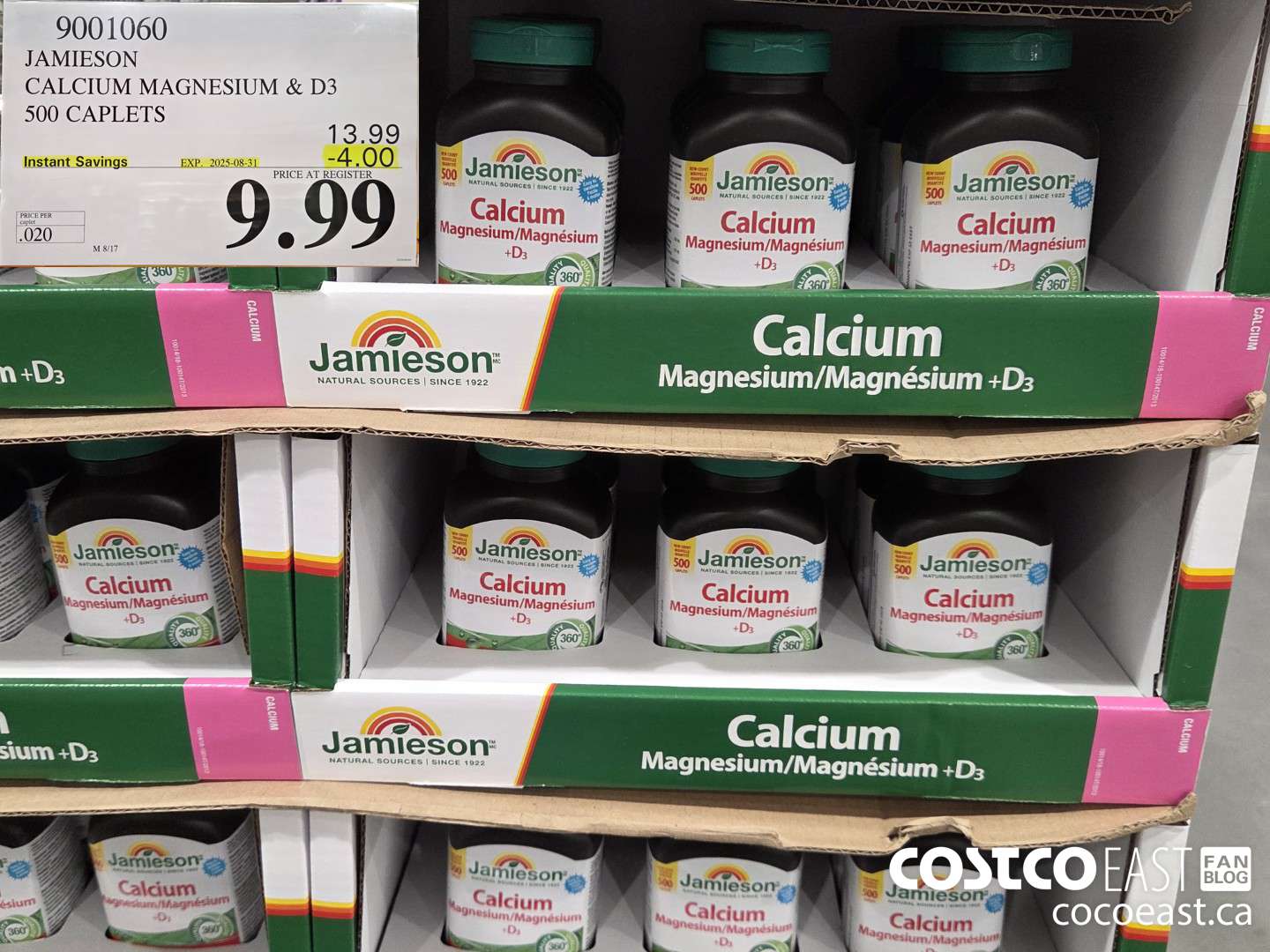 9001060 JAMIESON CALCIUM MAGNESIUM W/ D3 500 CAPLETS ($4.00 INSTANT SAVINGS EXPIRES ON 2025-08-31) $9.99