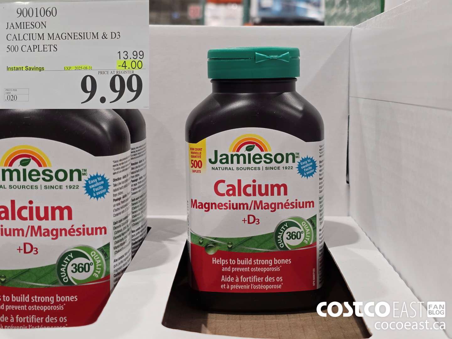 9001060 JAMIESON CALCIUM MAGNESIUM W/ D3 500 CAPLETS ($4.00 INSTANT SAVINGS EXPIRES ON 2025-08-31) $9.99