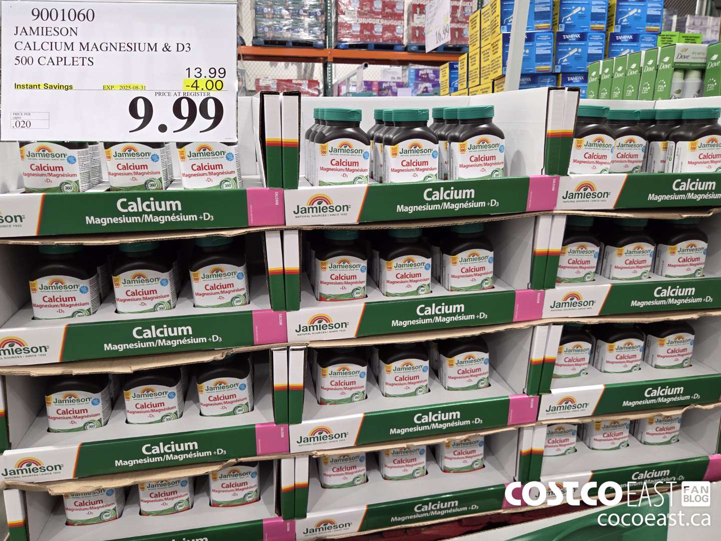 9001060 JAMIESON CALCIUM MAGNESIUM W/ D3 500 CAPLETS ($4.00 INSTANT SAVINGS EXPIRES ON 2025-08-31) $9.99