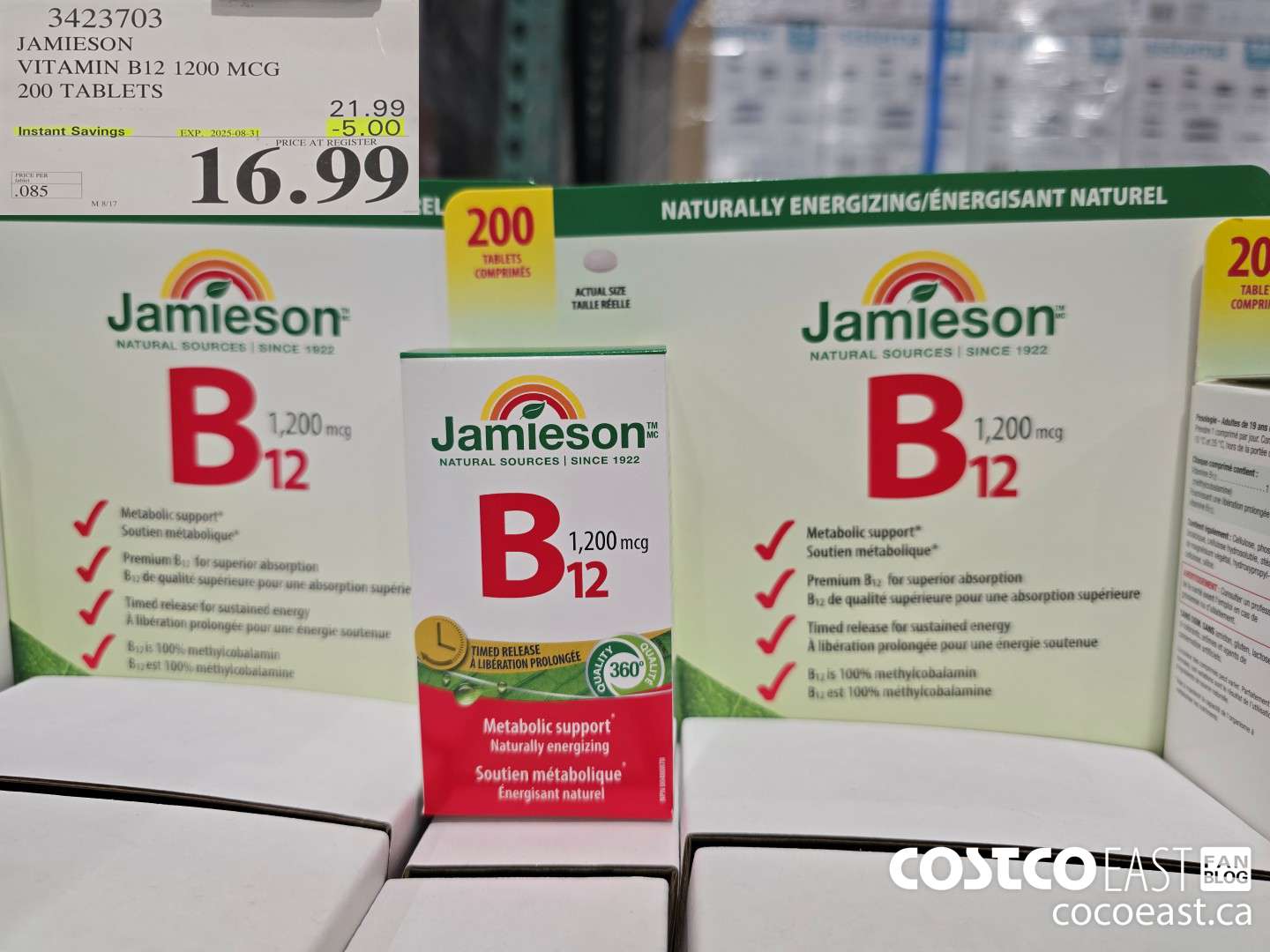 3423703 JAMIESON VITAMIN B12 1200MCG 200 TABLETS ($5.00 INSTANT SAVINGS EXPIRES ON 2025-08-31) $16.99