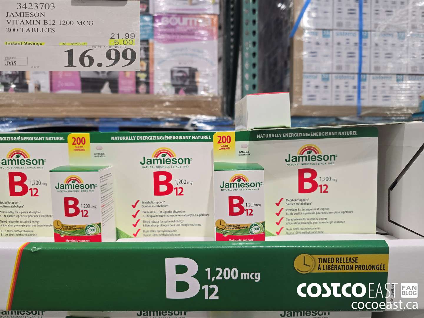 3423703 JAMIESON VITAMIN B12 1200MCG 200 TABLETS ($5.00 INSTANT SAVINGS EXPIRES ON 2025-08-31) $16.99