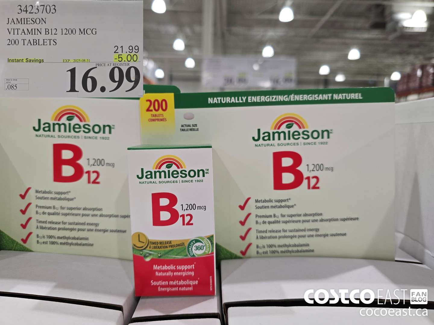3423703 JAMIESON VITAMIN B12 1200MCG 200 TABLETS ($5.00 INSTANT SAVINGS EXPIRES ON 2025-08-31) $16.99