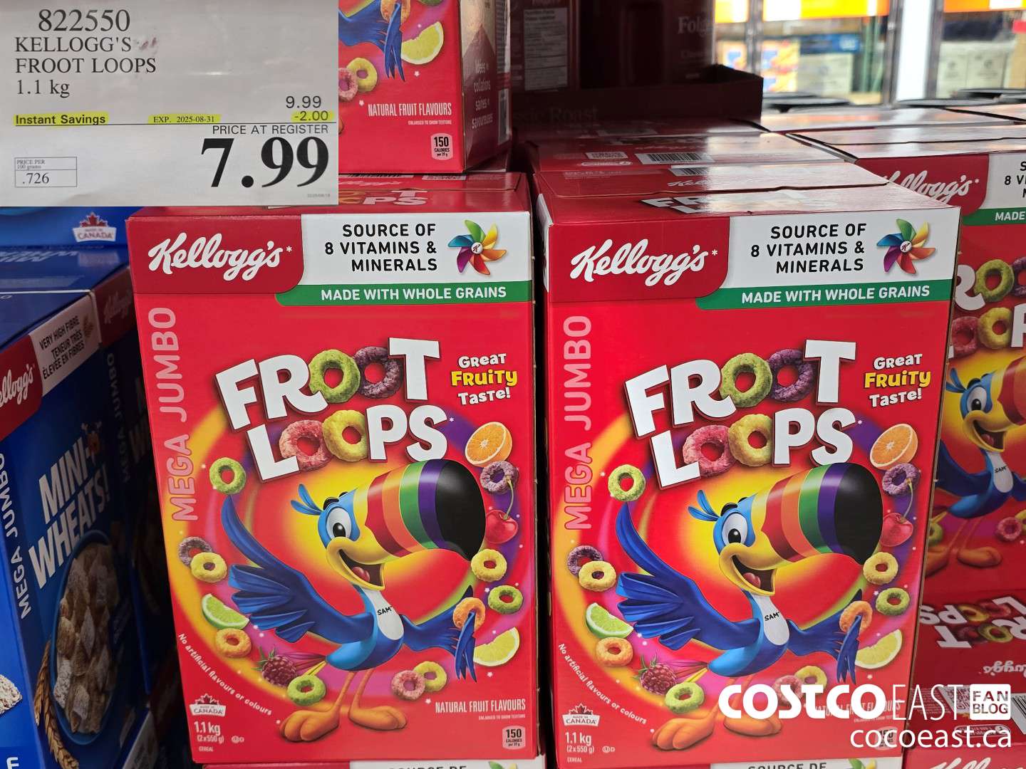 822550 KELLOGG'S FROOT LOOPS 1.1 kg ($2.00 INSTANT SAVINGS EXPIRES ON 2025-08-31) $7.99
