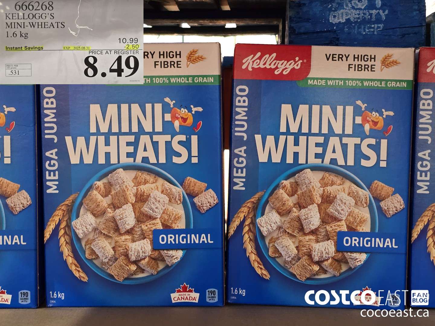666268 KELLOGG'S MINI-WHEATS 1.6 KG ($2.50 INSTANT SAVINGS EXPIRES ON 2025-08-31) $8.49