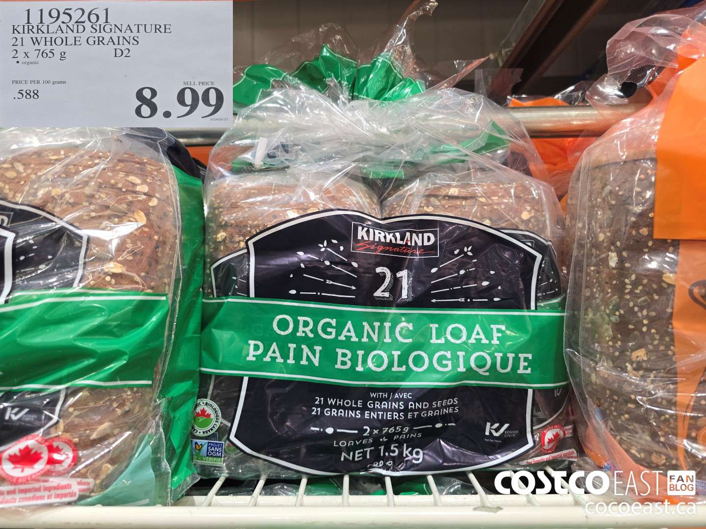 1195261 KIRKLAND SIGNATURE 21 WHOLE GRAINS 2 X 765 G $8.99