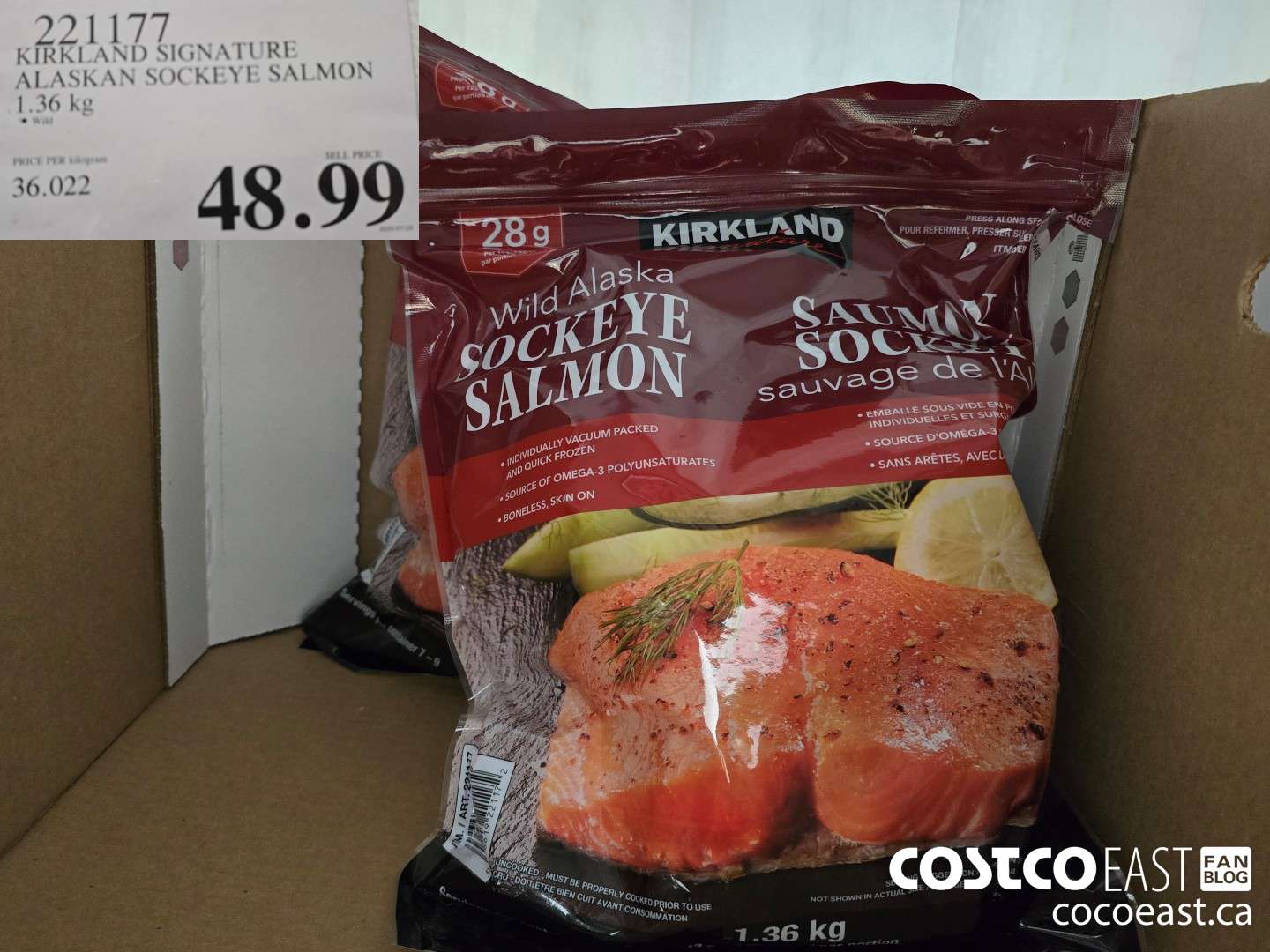 221177 KIRKLAND SIGNATURE ALASKAN SOCKEYE SALMON 1.36 kg $48.99