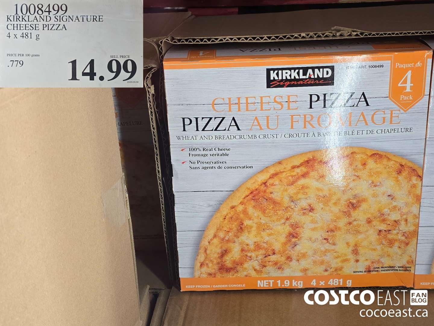 1008499 KIRKLAND SIGNATURE CHEESE PIZZA 4 X 481 G $14.99